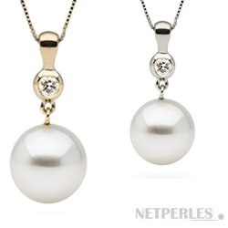 Pendente oro 14k diamante 0,10ct Perla Acqua Dolce DOLCEHADAMA