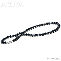 Collana di perle di coltura Akoya, 40 cm 5,5-6 mm nere AA+