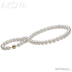 Collana di perle di coltura Akoya, 45 cm, 7.5-8 mm, bianche