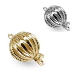 Fermaglio sferico 7 mm in oro 18k striato per filo di perle eccellente qualità