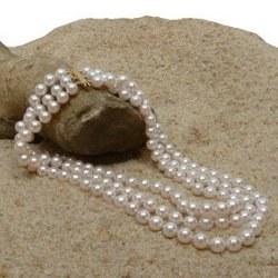 Collana Girocollo triplo filo 35 cm perle Acqua Dolce bianche 6-7 mm