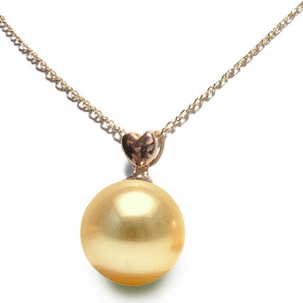  Pendente in oro rosa 14k perla coltivata delle Filippine dorata AAA