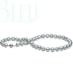 Collana di Perle Akoya Barocche 45 cm, 8.5-9 mm blu argento