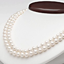 Collana Doppio Filo 39/41 cm Perle Acqua Dolce bianche 6-7 mm