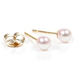 Orecchini Oro 14k piccole perle acqua dolce 4-5 mm bianche AAA