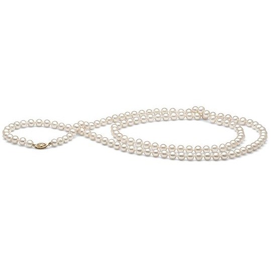 Collana lunga Sautoir 115 cm perle Akoya 9-9,5 mm bianche senza fermaglio