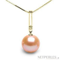 Pendente in Oro 18k diamante perla Acqua Dolce rosa pesca DOLCEHADAMA