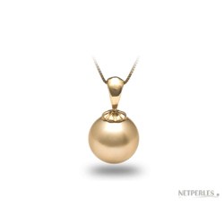  Pendente in oro 18k, perla coltivata delle Filippine dorata AAA