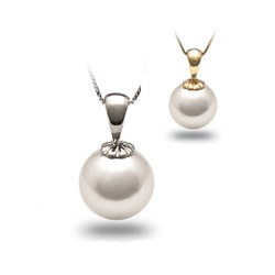  Pendente in oro 18k con perla Australiana Bianca AAA