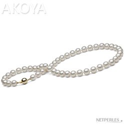 Collana di perle di coltura Akoya, 43 cm, 7.5-8 mm, bianche