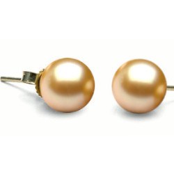 Orecchini di perle di coltura Akoya dorate 6,1 mm AAA Oro 18k