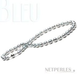 Collana di Perle Akoya Barocche 45 cm, 9-9,5 mm blu argento