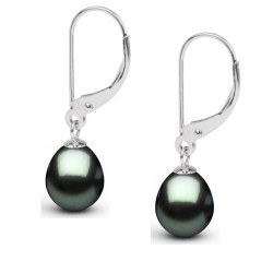 Orecchini traversine Argento 925 Perle di Tahiti Drop 9-10 mm AAA