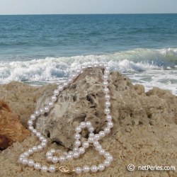 Collana di perle di coltura Akoya, 55 cm, 6-6.5 mm bianche AAA