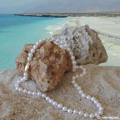 Collana di perle di coltura Akoya, 45 cm, 6.5-7 mm, bianche