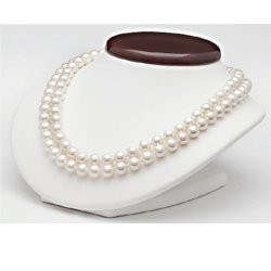 Collana a doppio filo di perle d'acqua dolce da 8-9 mm, 43 e 45 cm