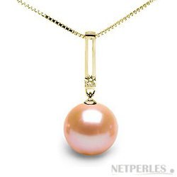 Pendente in Oro 14k diamante perla Acqua Dolce rosa pesca DOLCEHADAMA