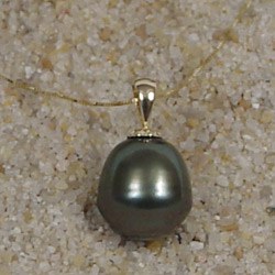 Ciondolo perla barocca di Tahiti (diametro grande 14x16 mm)