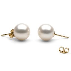 Orecchini oro 18k perle di coltura di Acqua Dolce 9-10 mm bianche AAA