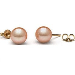 Orecchini Oro 18k di perle d'Acqua Dolce 10-11 mm rosa pesca AAA