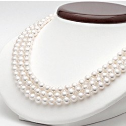 Collana Triplo Filo 3x45 cm Perle Acqua Dolce bianche 7-8 mm