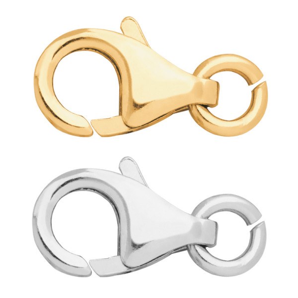 Fermaglio in oro 18k 9 mm a moschettone unisex fornito con anellino di chusura