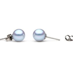 Orecchini oro 14k perle Akoya Blu Argento, 7-7,5 mm, AAA