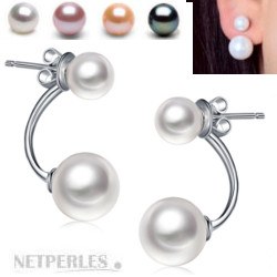 Orecchini in argento 925 con perle Acqua Dolce 2x6-7 mm e 2x9-10 mm AAA