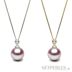 Pendente oro 18k diamante Perla Acqua Dolce DOLCEHADAMA Lavanda