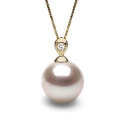 Pendente oro 18k diamante Perla Acqua Dolce DOLCEHADAMA bianca