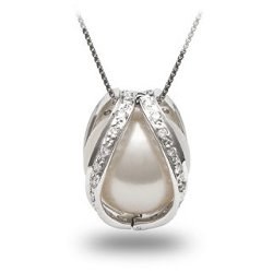 Gabbia oro e diamanti con perla delle Australiana bianca non forata AAA