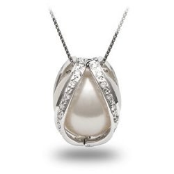 Gabbia oro e diamanti con perla delle Australiana bianca non forata AAA