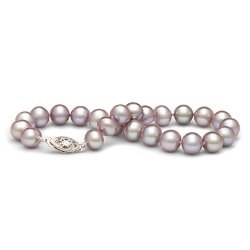 Braccialetto 18 cm Perle d'acqua dolce lavanda da 7-8 mm AA+ Oro bianco 14k