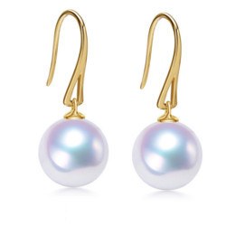 Orecchini Monachelle Oro Giallo 18k con perle Akoya bianche 7-7,5 mm AAA