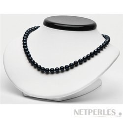 Collana 40 cm di perle di coltura Akoya 6.5-7 mm nere AA+