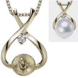 Appretto per pendente in Argento 925 e zircone per perla di coltura da 6,5 a 8 mm