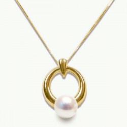 Pendente in Oro 14k con perle bianca Akoya 6,5-7 mm AAA