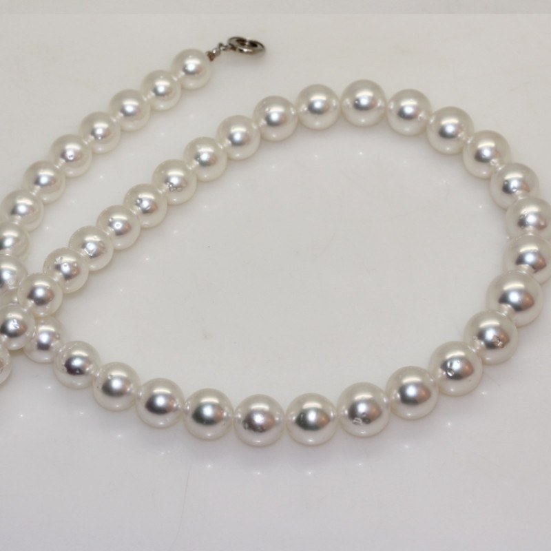 Collana 43 cm di perle Australiane bianche argento da 9,1 a 11,9 mm A+