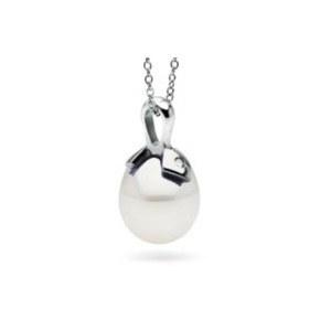 Pendente in Argento con perla d'acqua dolce a goccia 10-11 mm AAA