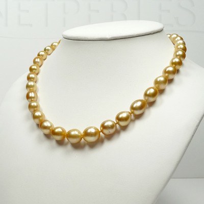 Collana 45 cm perle dorate barocche Filippine da 8,5 a 13 mm lustro qualità AA+