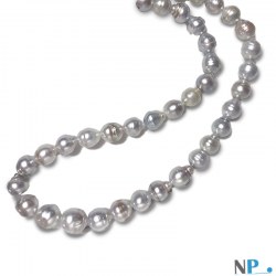Collana di perle barocche Australiane bianche argento da 8 a 11,7 mm