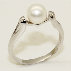 Anello Argento 925 con perla d'acqua dolce bianca 7-8 mm AAA