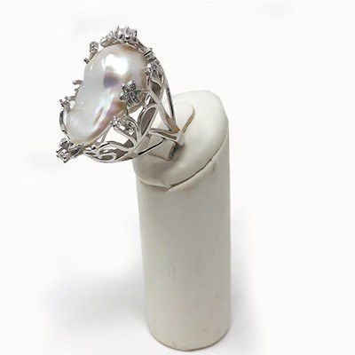 Anello in argento 925 con perla d'acqua dolce Fireball 20x30mm