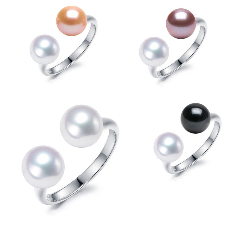 Anello You&Me, argento 925 con 2 perle d'acqua dolce a scelta