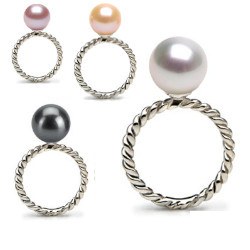 Anello in Argento con perla di coltura Acqua Dolce AAA