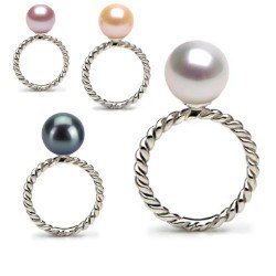 Anello in Argento con perla di coltura Acqua Dolce AAA
