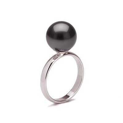 Anello in Argento 925 con perla d'acqua dolce nera AAA