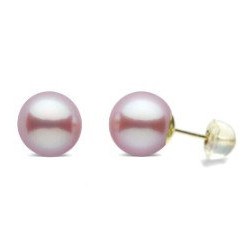 Orecchini oro 18k silicone perle di Acqua Dolce 9-10 mm lavanda AAA
