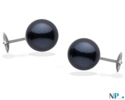 Orecchini perle Akoya, 6,5-7 mm nere su sistema brevettato Guardian