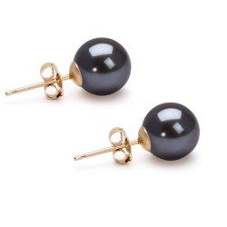 Orecchini di perle in oro 18k con Perle Akoya da 7.5-8 mm nere